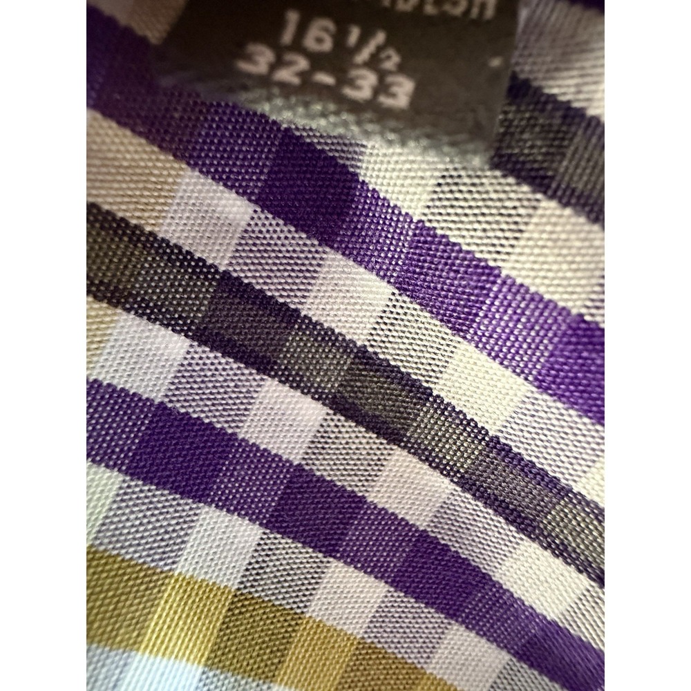 Kenneth Cole Reaction Mens Regular Fit Wrinkle Resistant Shirt Purple 16.5 32/33 - Picture 6 of 6